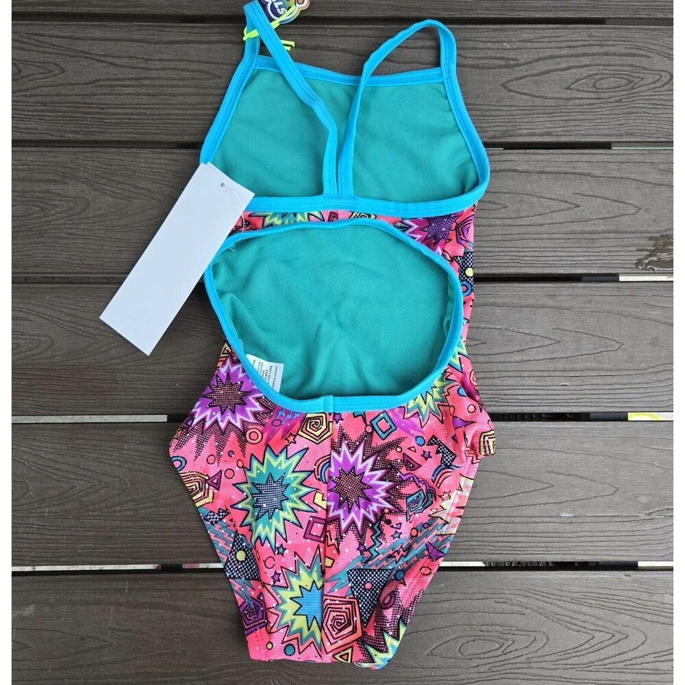 TYR The Finals Youth Girls Dynamite Foil Swimsuit Flutterback  - Size 26 New